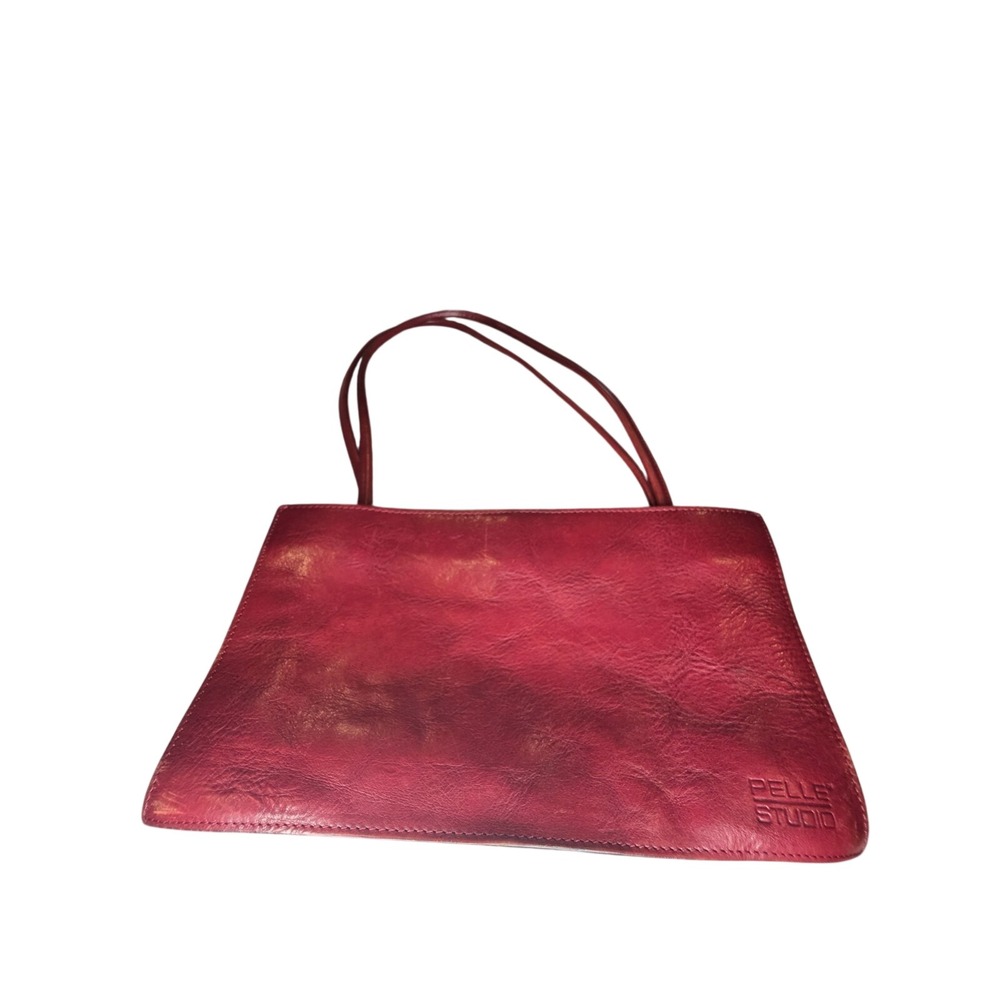 Pelle Studio Italian Leather Red Shoulder Bag Vintage Made in Italy Slim...